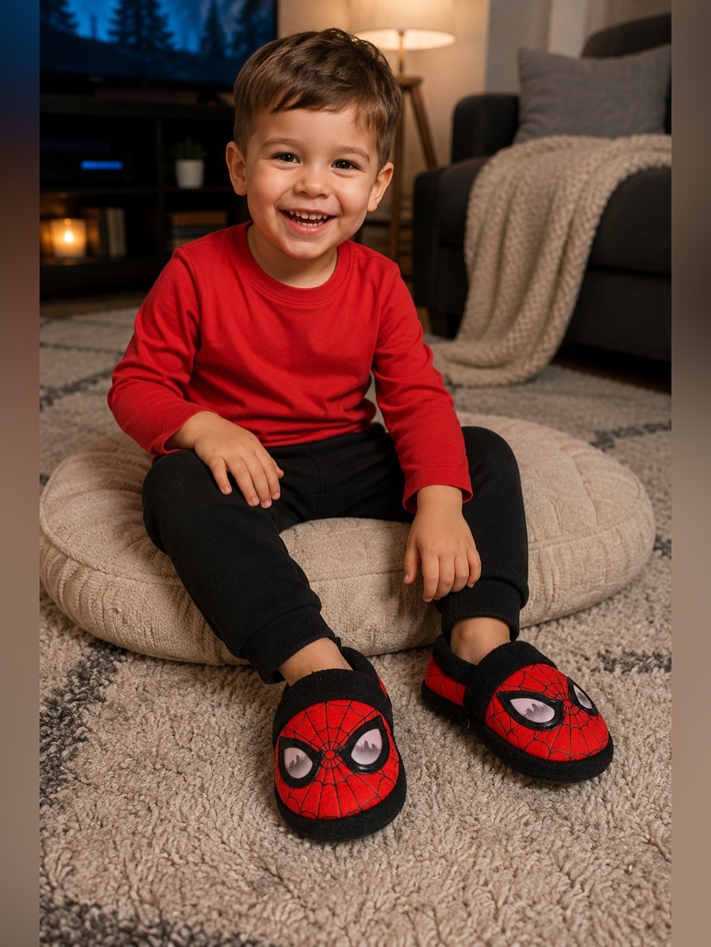Marvel Spider-Man Boys Plush Slippers Size 7/8